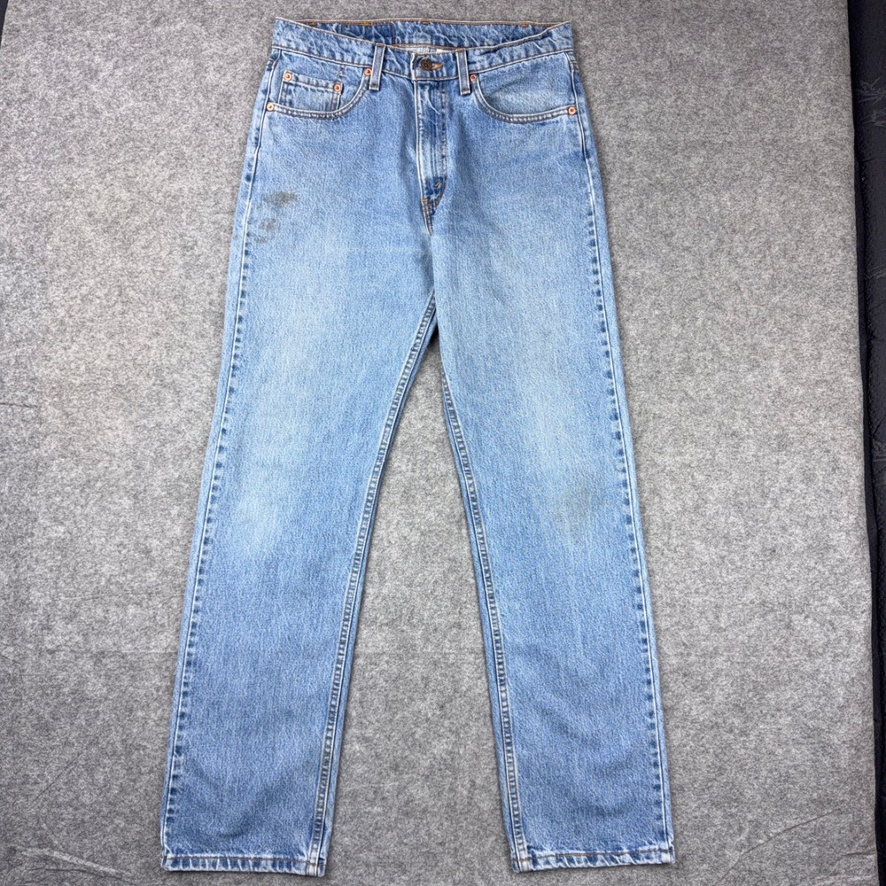 VTG Levi's 505 Jeans Mens 33x32 Light Wash Blue Straight Denim Distressed Work